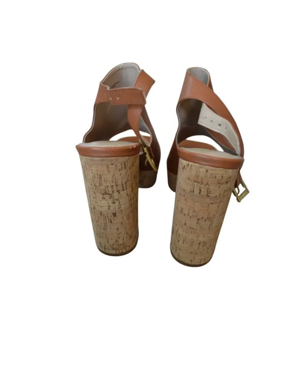 Charles David Imani Anthropologie Cork Block Heels Ankle Strap Women Size 10 Boh